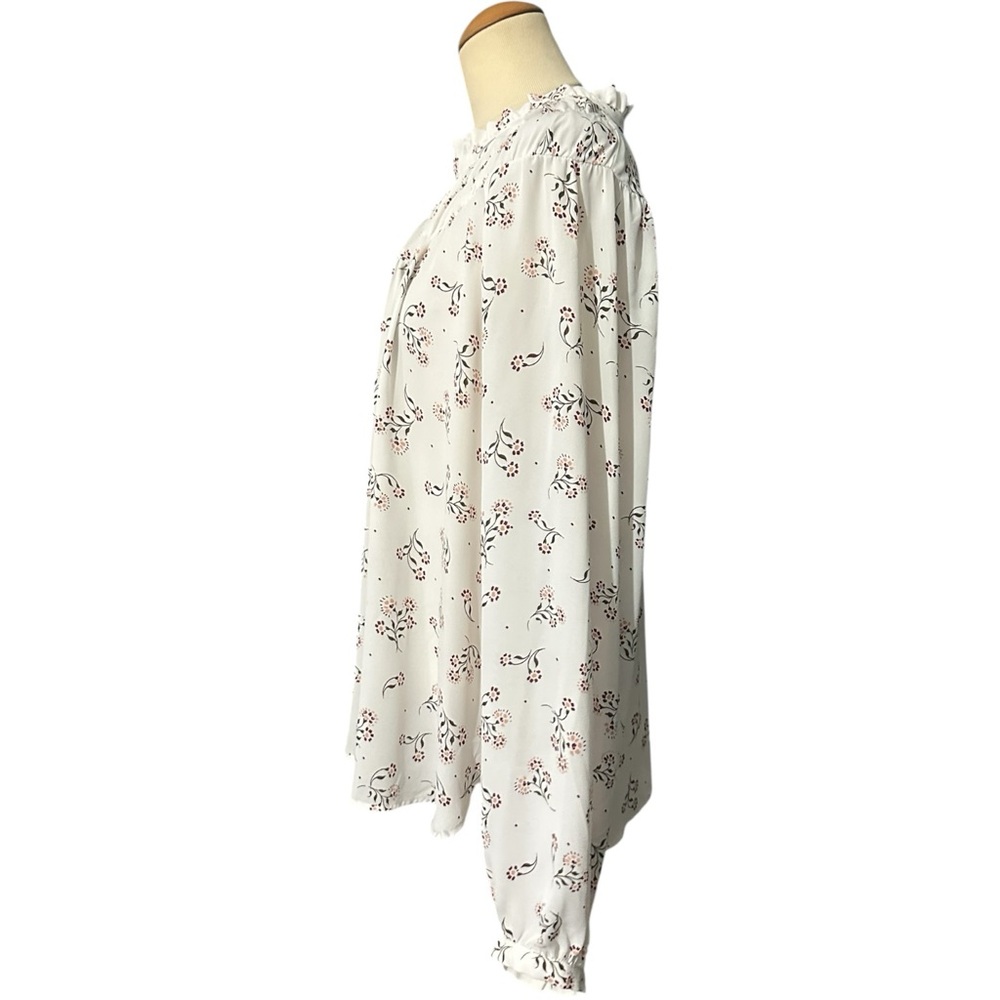 Loft Longsleeve Blouse Floral White Size XL - Picture 2 of 3